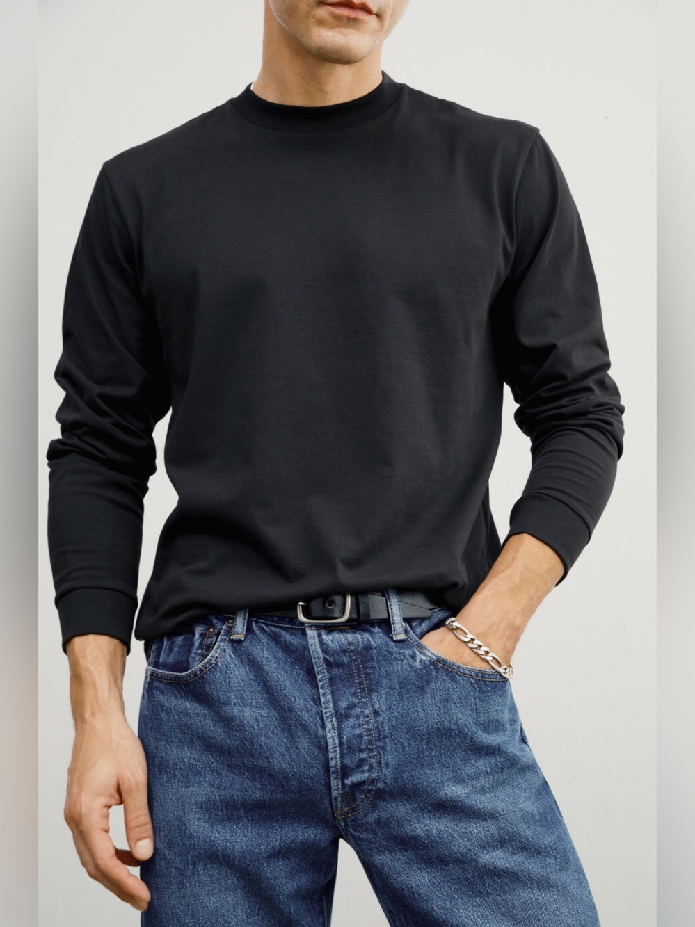 AYR The Dropout, Long Sleeve Mockneck Everyday Tee Shirt, 100% Pima Cotton, XL
